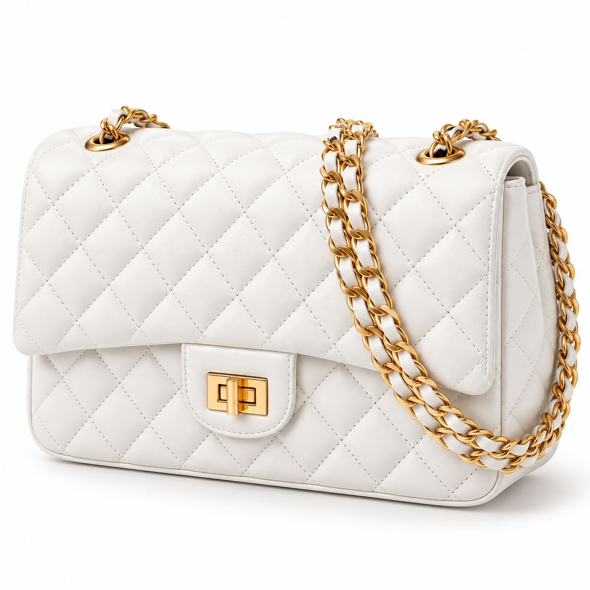 Bolso Bandolera de Mujer Acolchado con Cadena Dorada Modelo Copacabana