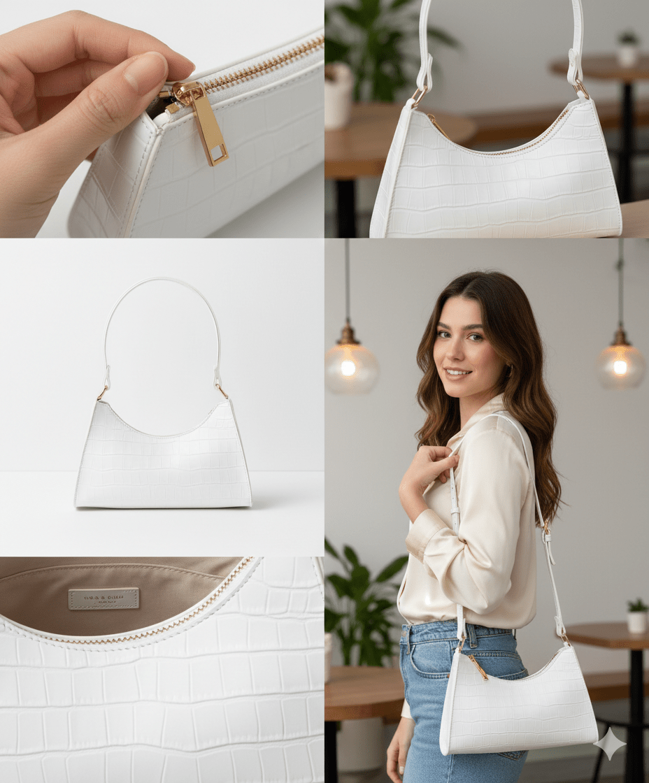 Bolso de Hombro para Mujer con Textura de Cocodrilo Modelo Rouge